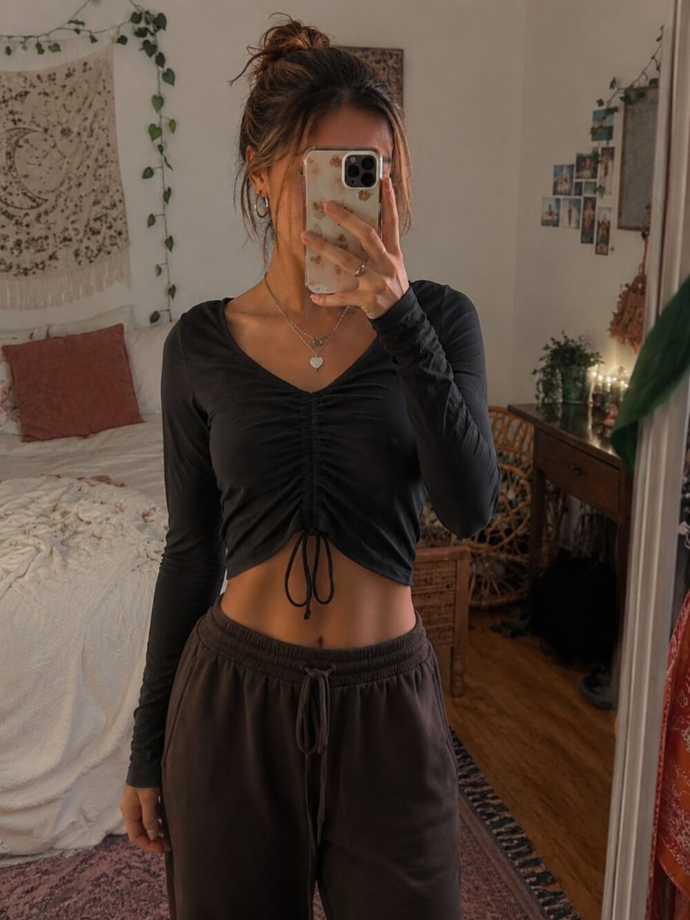 Aerie OFFLINE Ruched Long Sleeve Crop‎ Top